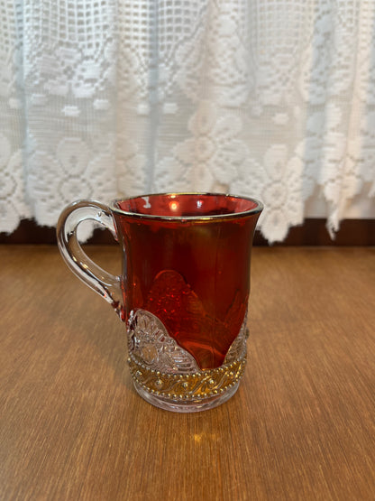 Vintage Collectible Ruby Stained Gold Rim Mutual Oklahoma Souvenir Glass