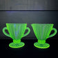 Vintage Panel Pattern Uranium Glass Cream And Sugar Set