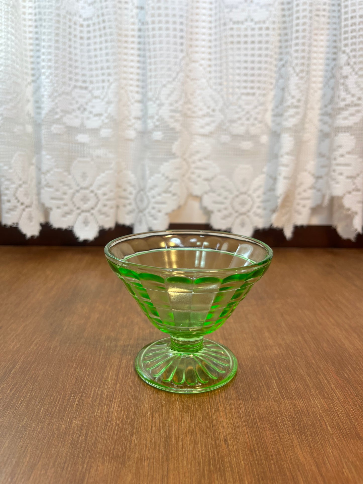 Vintage Footed Uranium Sherbet Dish