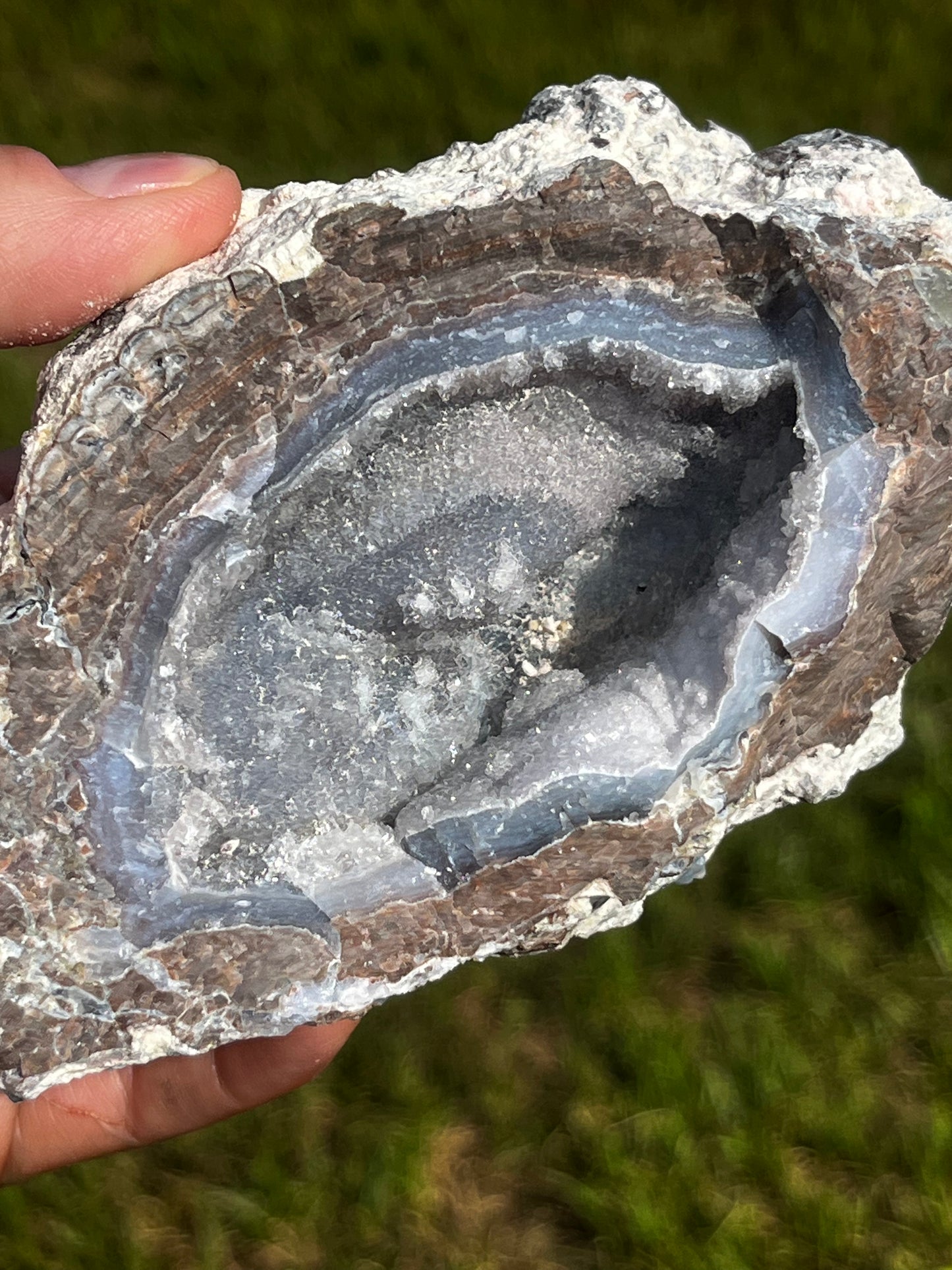 Natural Sparkling Blue Crystal Filled Geode