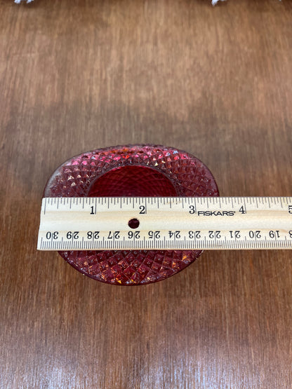 Vintage Red And Clear Diamond Pattern Art Glass Top Hat