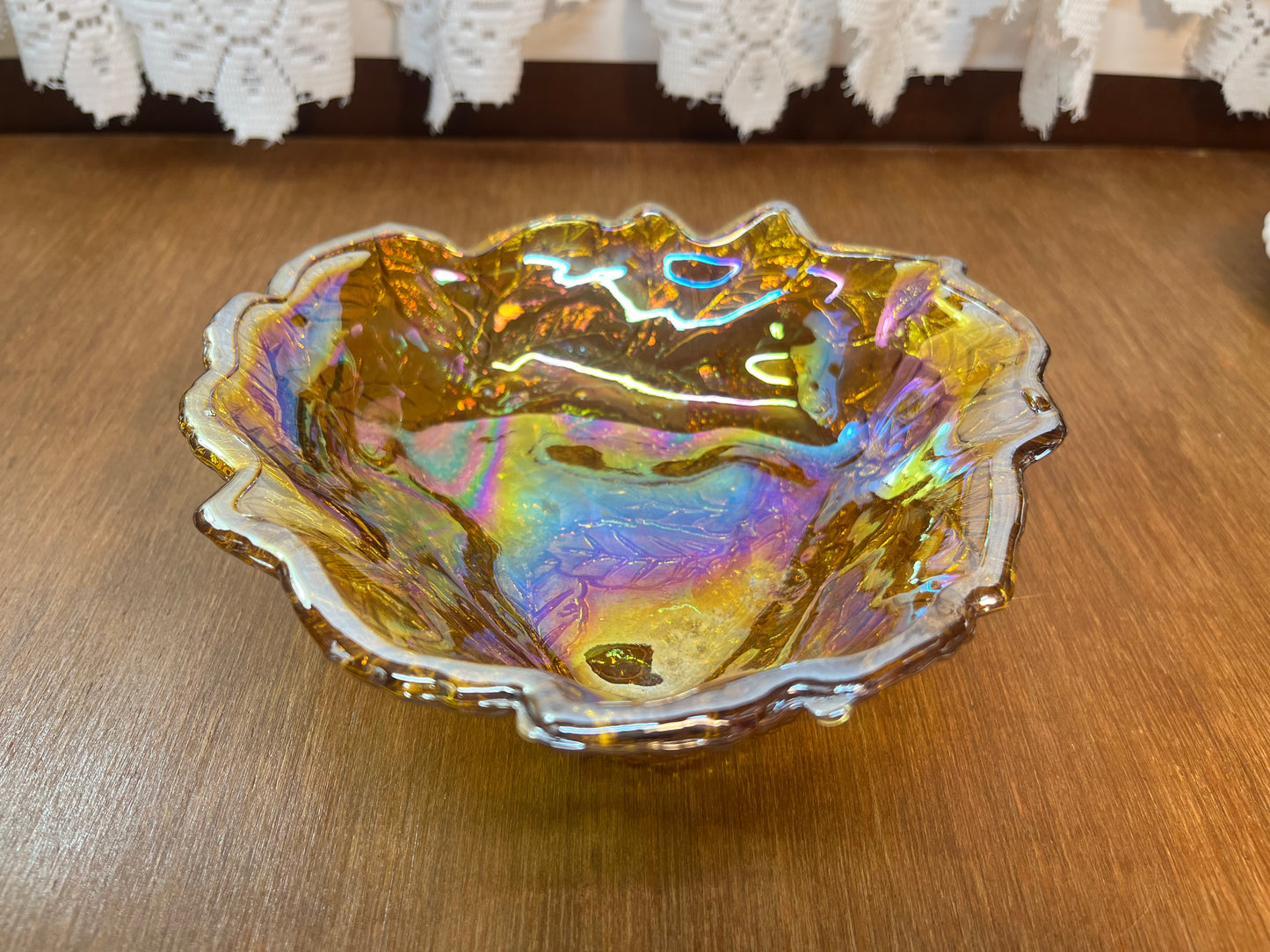 Vintage Iridescent Carnival Grape Glass Trinket