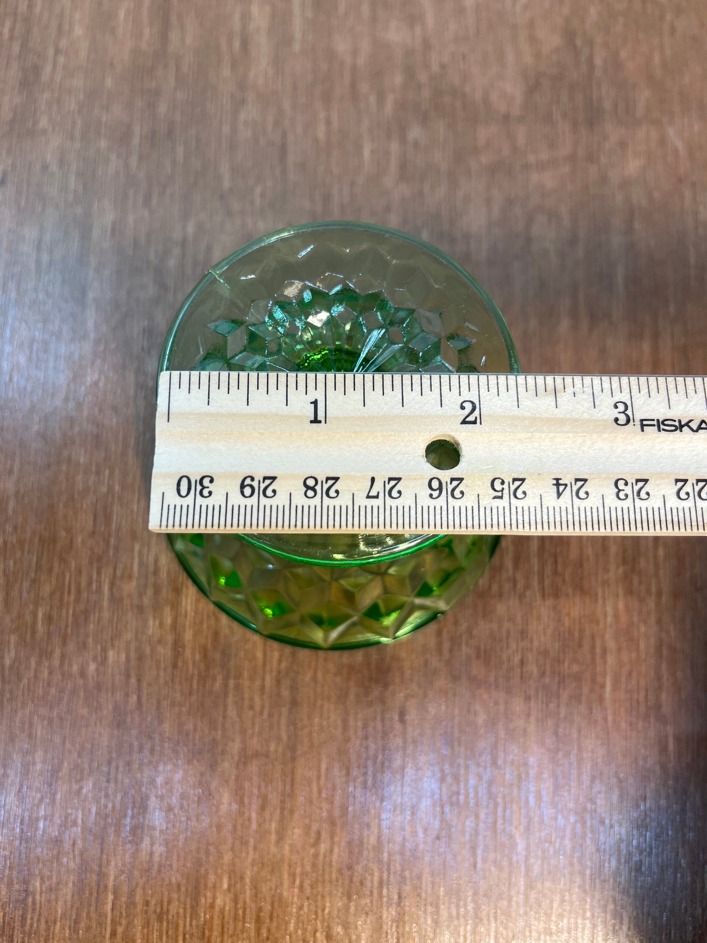 Vintage Uranium Glass Diamond Pattern Sherbet Dish