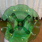 Vintage Emerald Green Ruffle Top Pedestal Dish