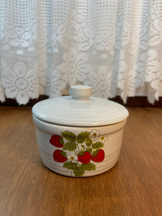 Vintage Strawberry McCoy Country Covered Margarine Container