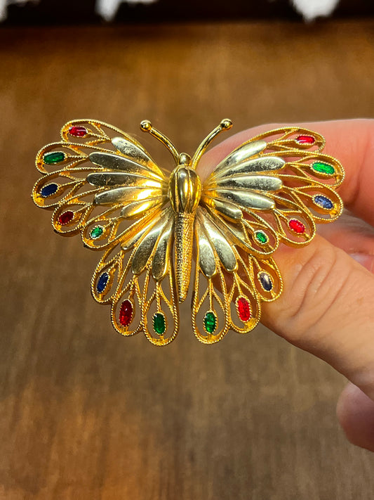 Vintage Colorful Butterfly Brooch