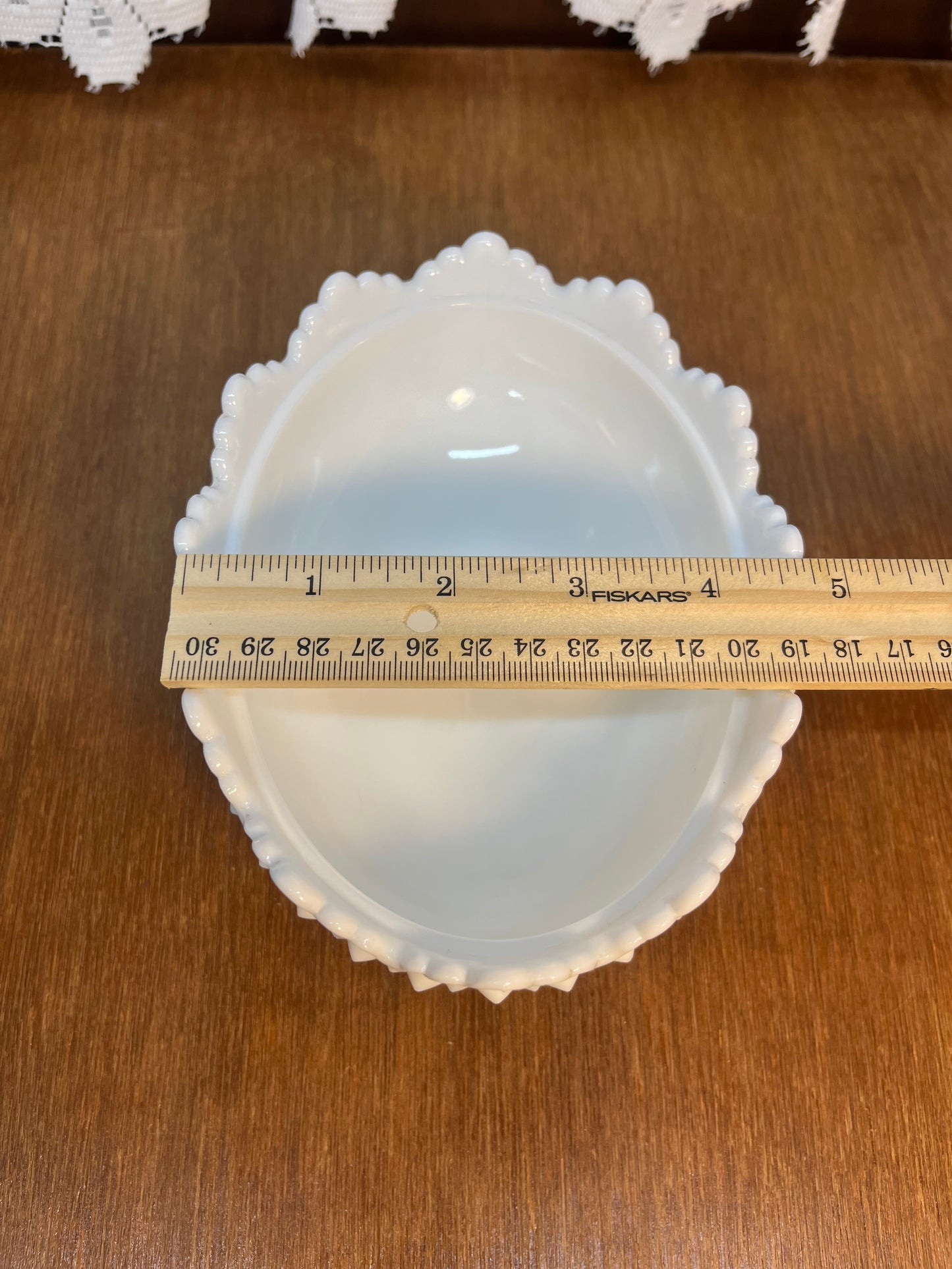 Vintage Milk Glass Hobnail Fenton Oval Covered Candy Bowl