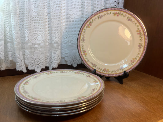 Vintage Lenox Amethyst Gold Trim Six Piece Dinner Plate Set