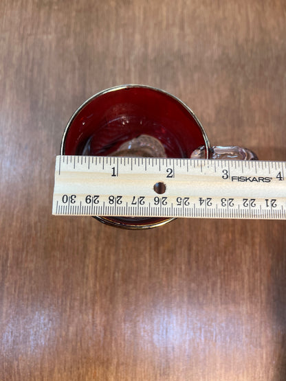 Vintage Collectible Ruby Stained Gold Rim Mutual Oklahoma Souvenir Glass