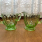 Vintage Spiral Uranium Glass Cream And Sugar Set