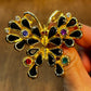 Vintage Colorful & Black Accent Butterfly Brooch