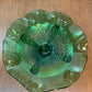 Vintage Emerald Green Ruffle Top Pedestal Dish