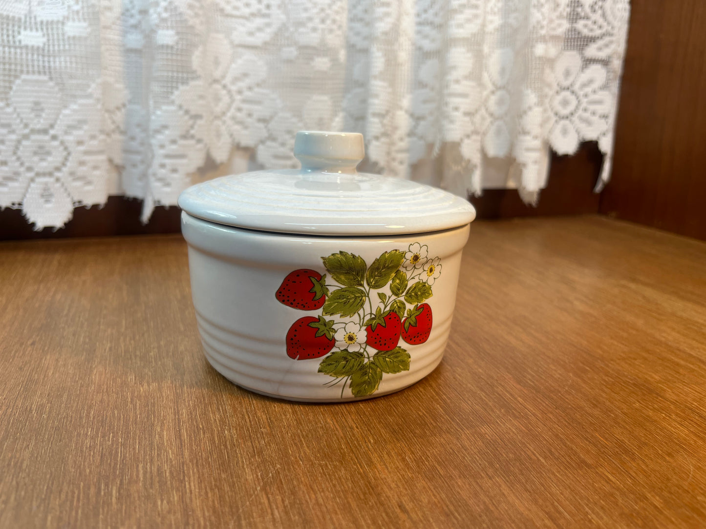 Vintage Strawberry McCoy Country Covered Margarine Container