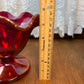 Vintage Amberina Fenton Carnival Glass Pedestal Ruffle Top Dish