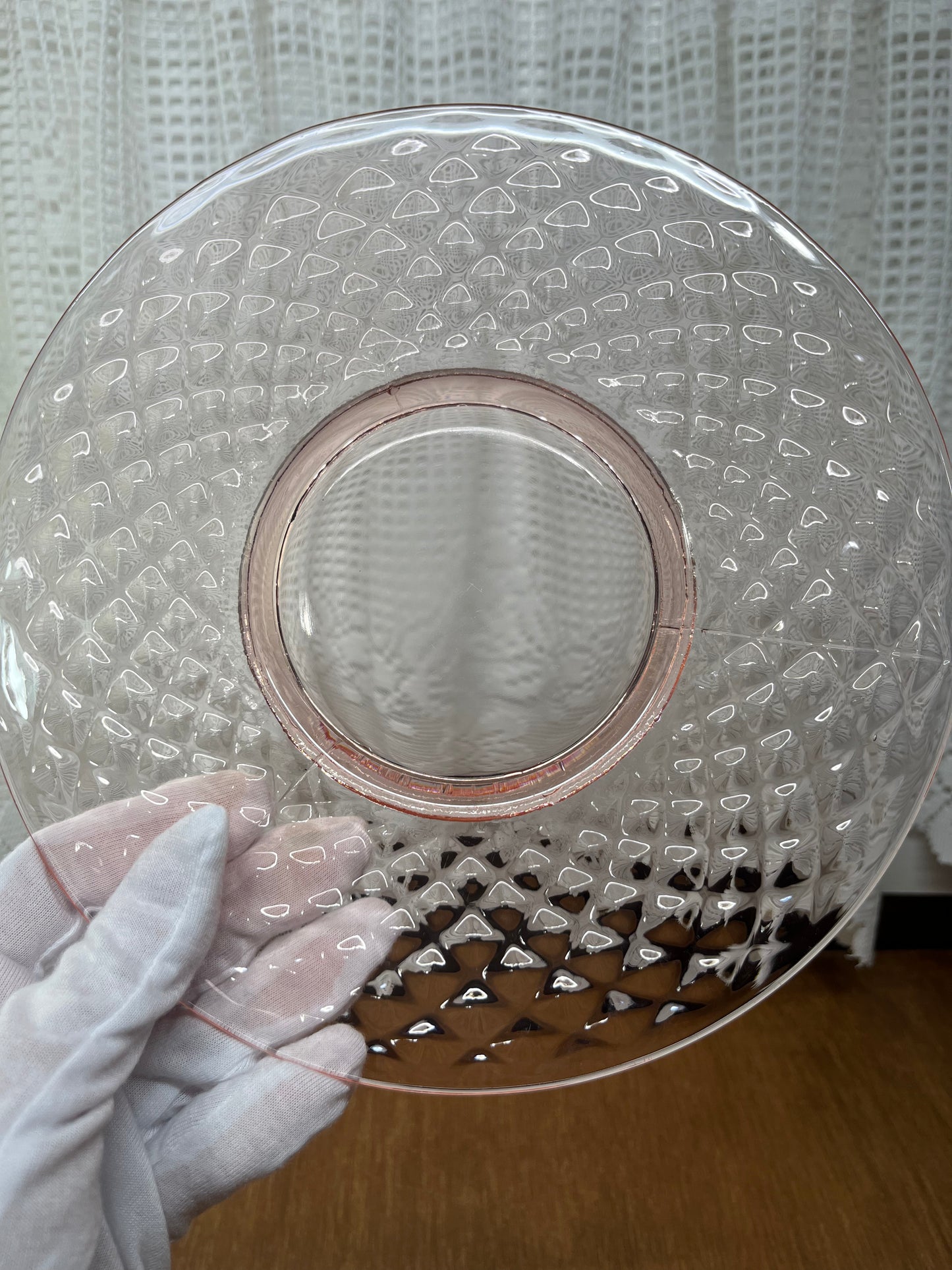 Vintage Manganese Pink Diamond Quilted Depression Glass Plates