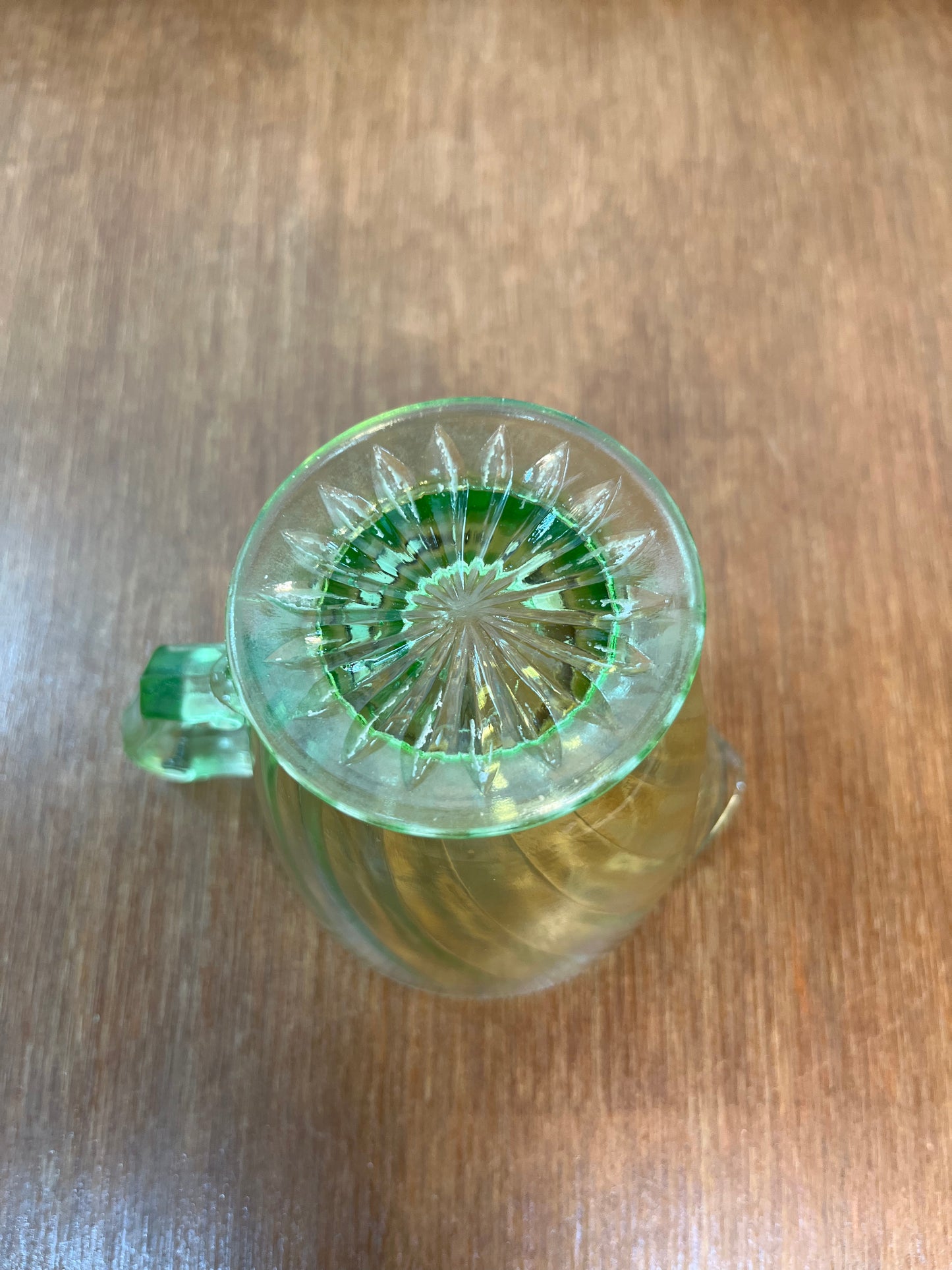 Vintage Spiral Uranium Glass Cream And Sugar Set