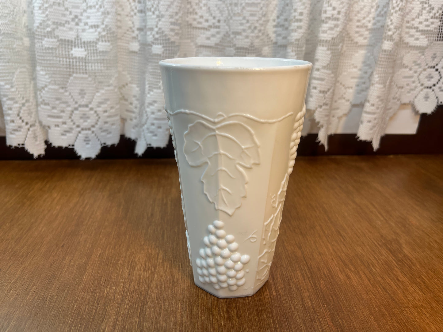 Vintage Milk Glass Grape Harvest Pattern Tumbler