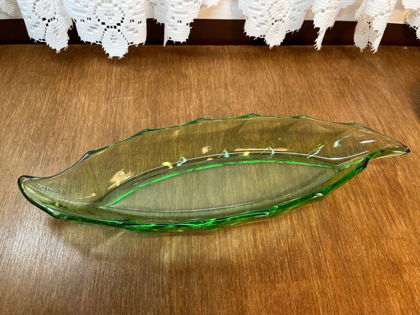 Vintage Green Leaf Heisey Trinket Dish