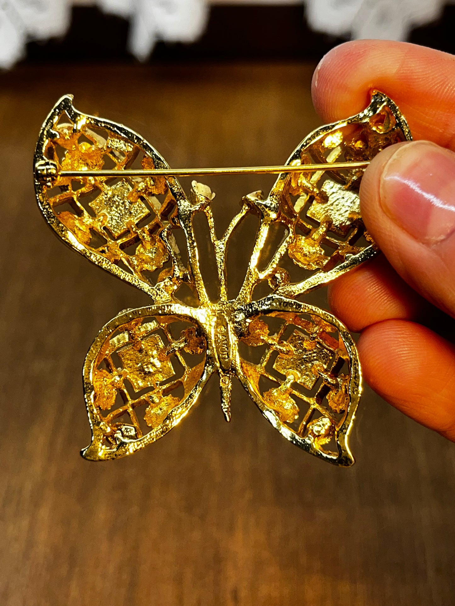 Vintage 1990’s Gold Tone & Pearl Avon Butterfly Brooch