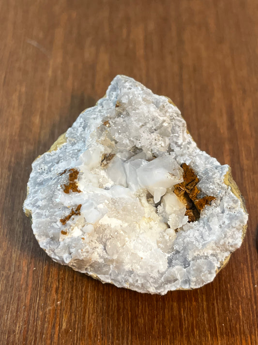 Small White & Brown Crystal Filled Geode