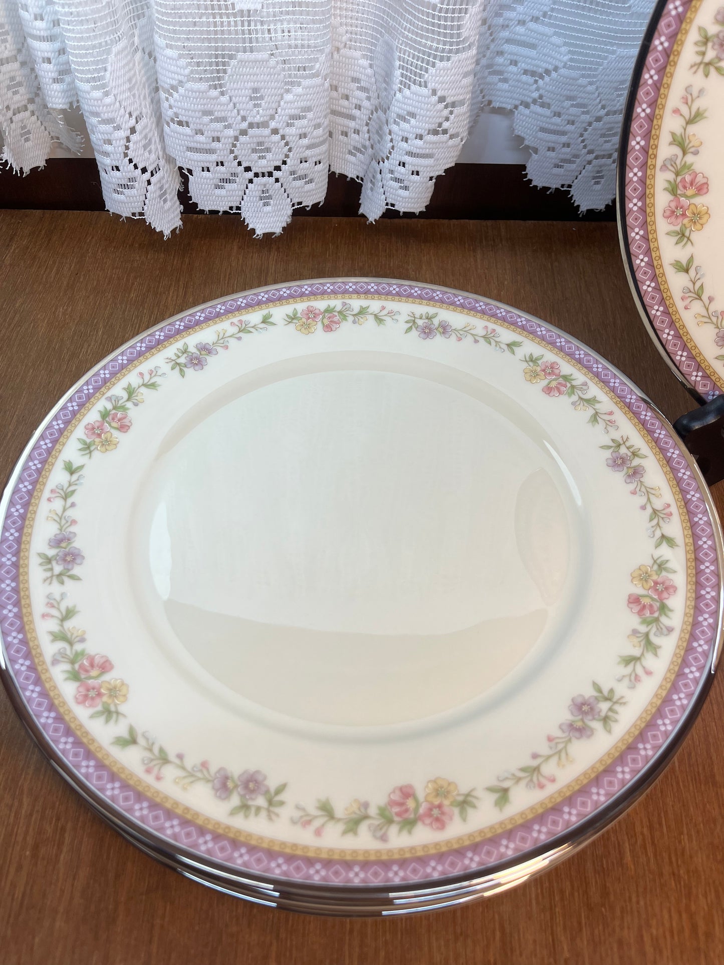 Vintage Lenox Amethyst Gold Trim Six Piece Dinner Plate Set