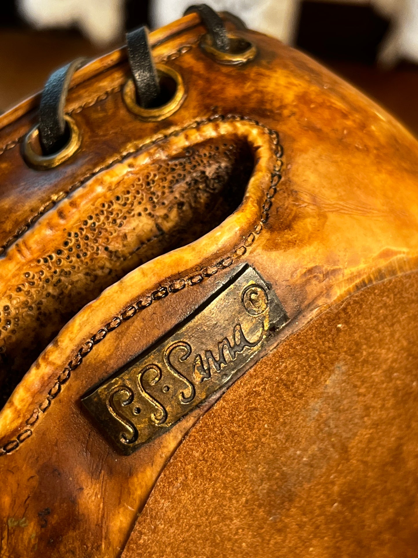 Antique Decorative Baseball Mitt & Baseball Figurine