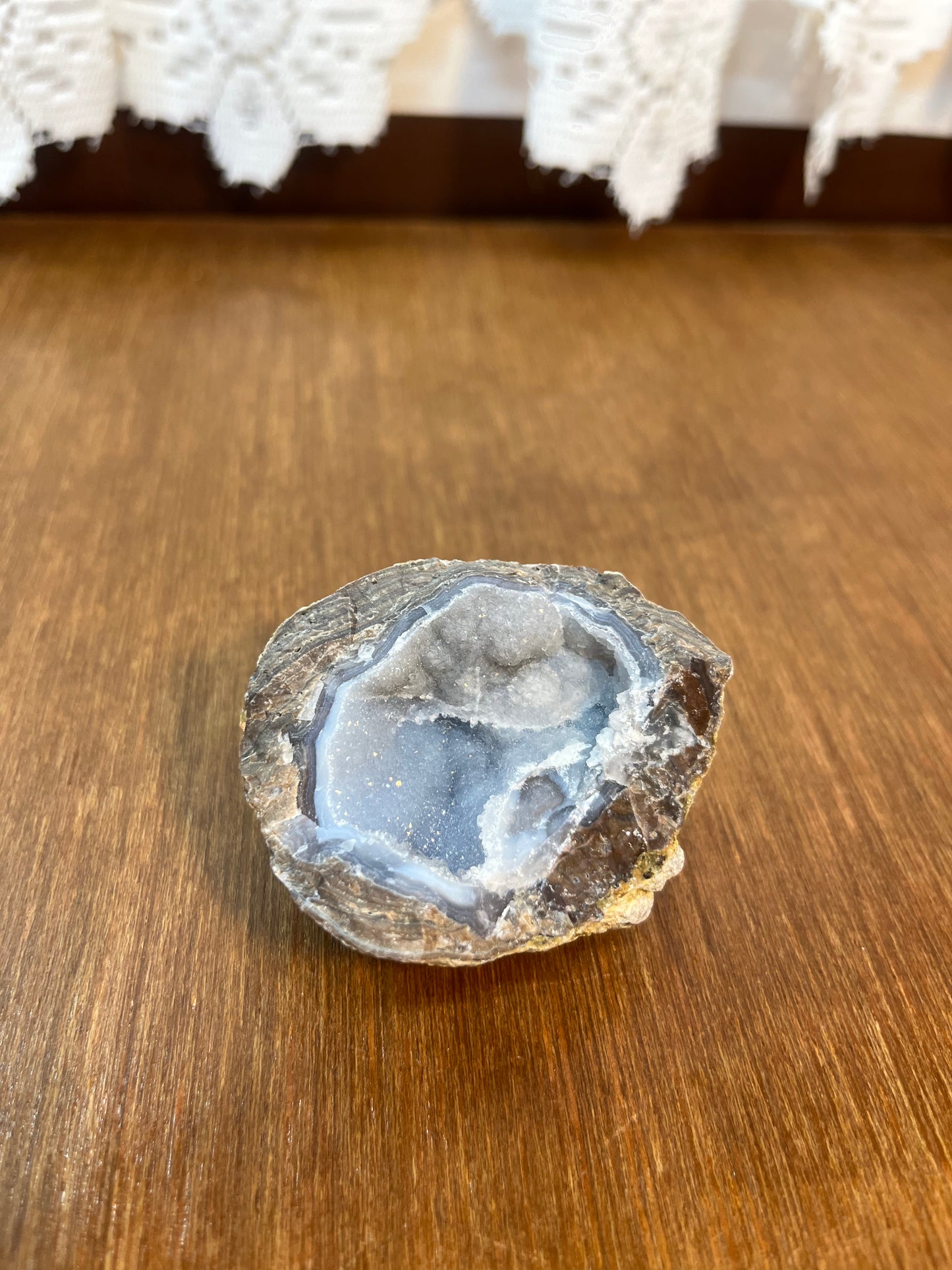 Natural Blue Mineral Crystal Filled Geode