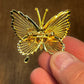 Vintage Gold Tone & Rhinestone Monet Butterfly Brooch