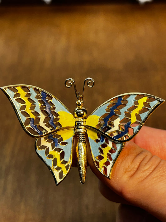 Vintage Mechanical Butterfly Brooch