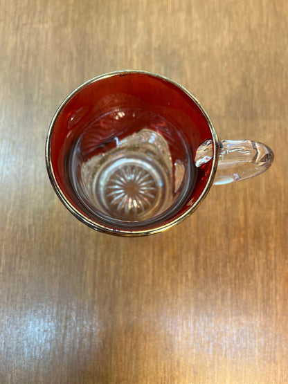 Vintage Collectible Ruby Stained Gold Rim Mutual Oklahoma Souvenir Glass