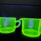 Vintage Uranium Glass Cream And Sugar Set