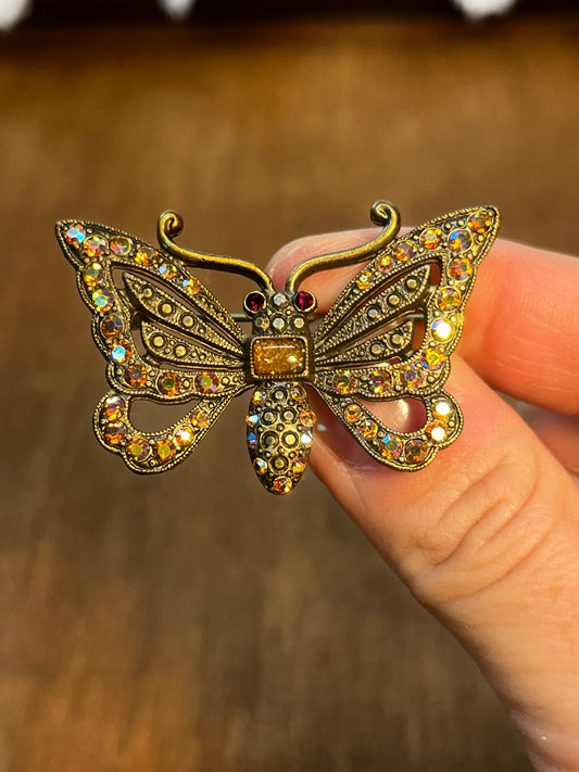 Two Vintage Sweet Romance USA Butterfly Brooches