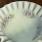 Vintage Uranium Ruffle Top Fenton Embossed Floral Design Pedestal Dish