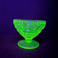 Vintage Uranium Glass Diamond Pattern Sherbet Dish