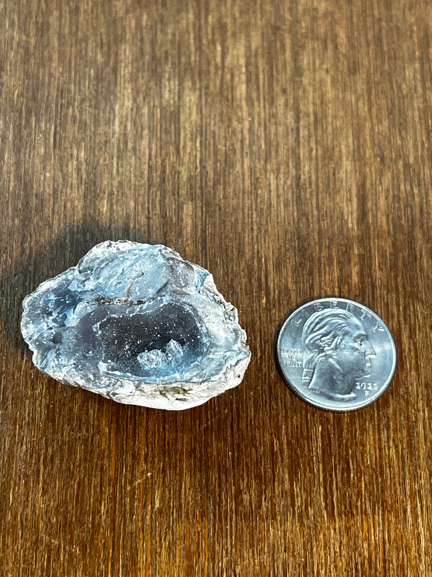 Natural Bluish Gray Crystal Filled Geode