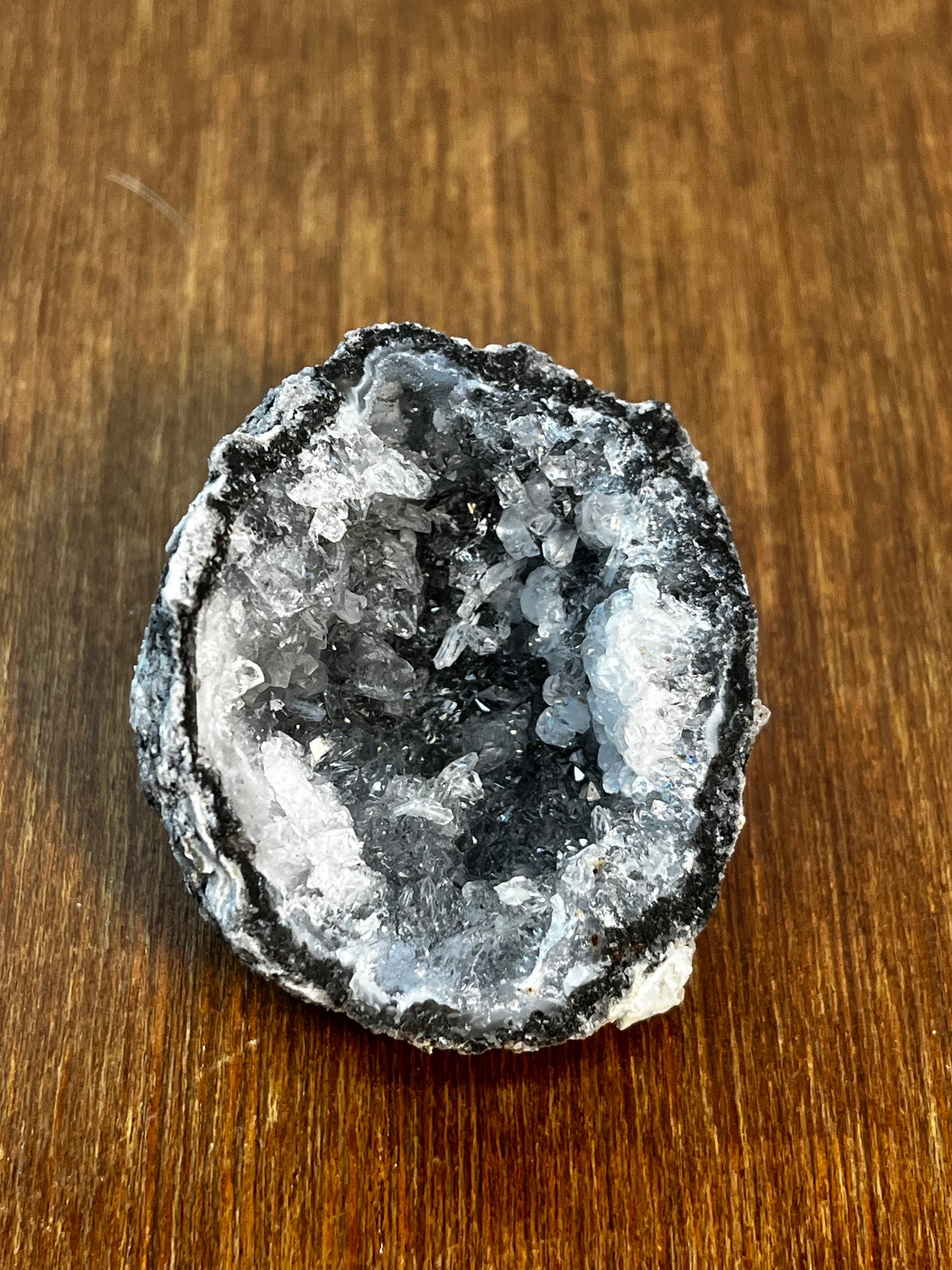 Gray Geode Filled With White Crystals