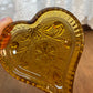 Vintage Amber Tiara Glass Heart Trinket