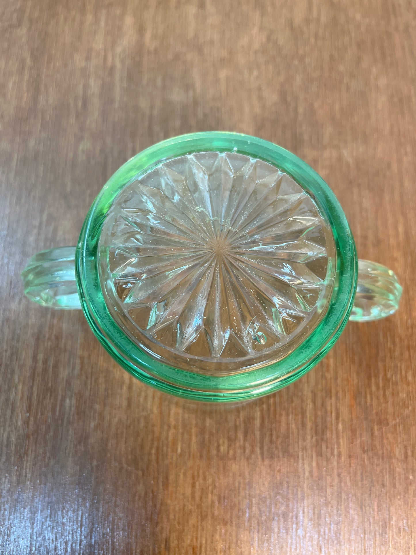 Vintage Uranium Glass Cream And Sugar Set