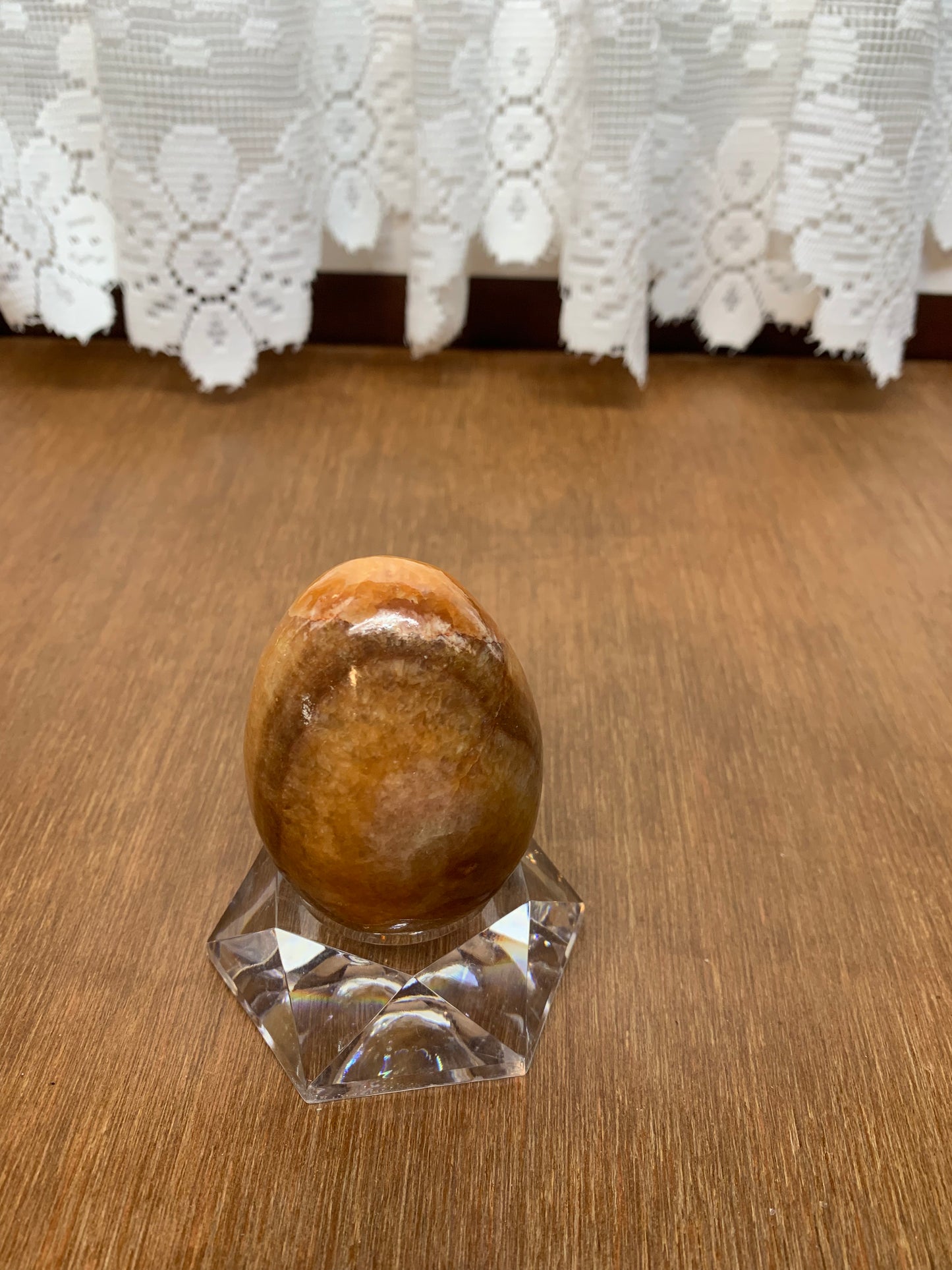 Brown Polished Marbled Color Egg With Stand