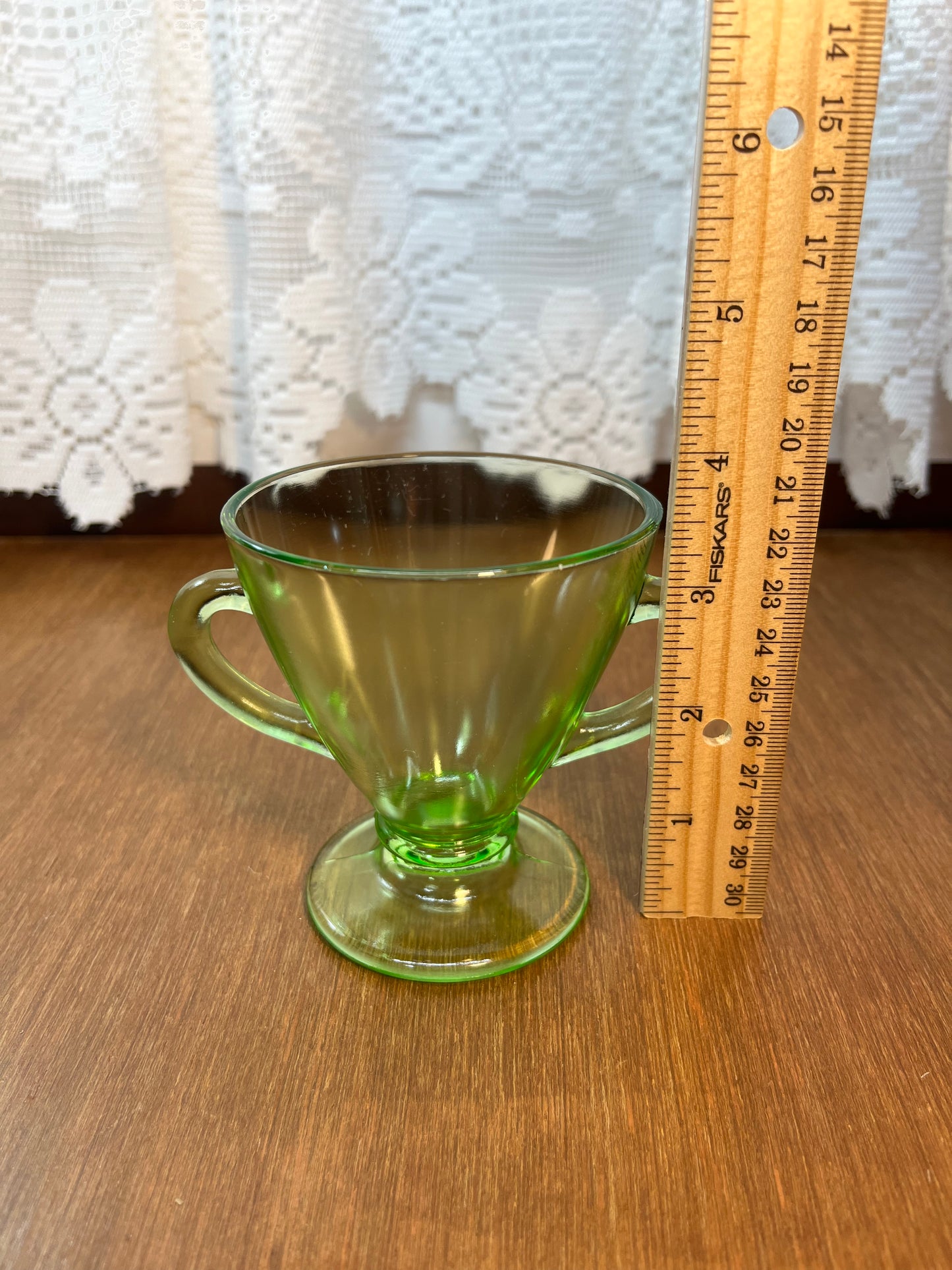 Vintage Uranium Glass Cream And Sugar Set