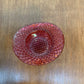 Vintage Red And Clear Diamond Pattern Art Glass Top Hat