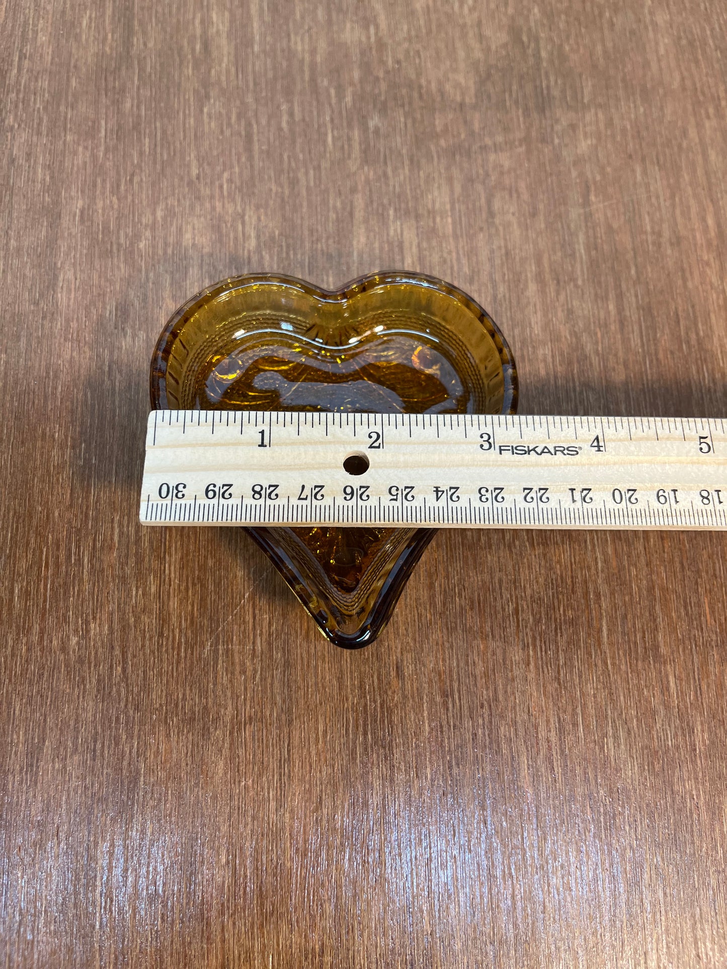 Vintage Amber Tiara Glass Heart Trinket