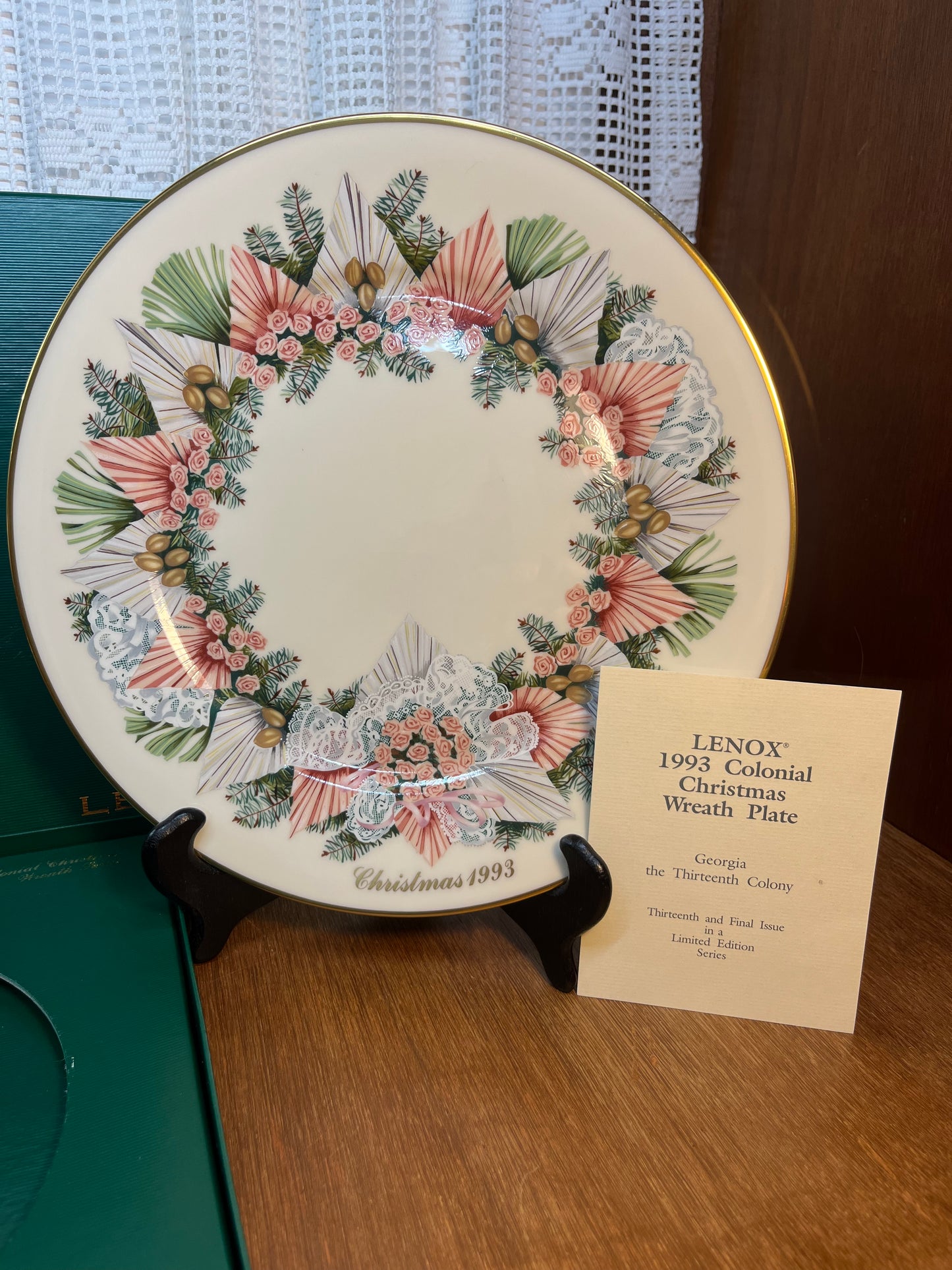 Vintage Collectible Lenox Colonial Wreath Series 1993 Decorative Plate