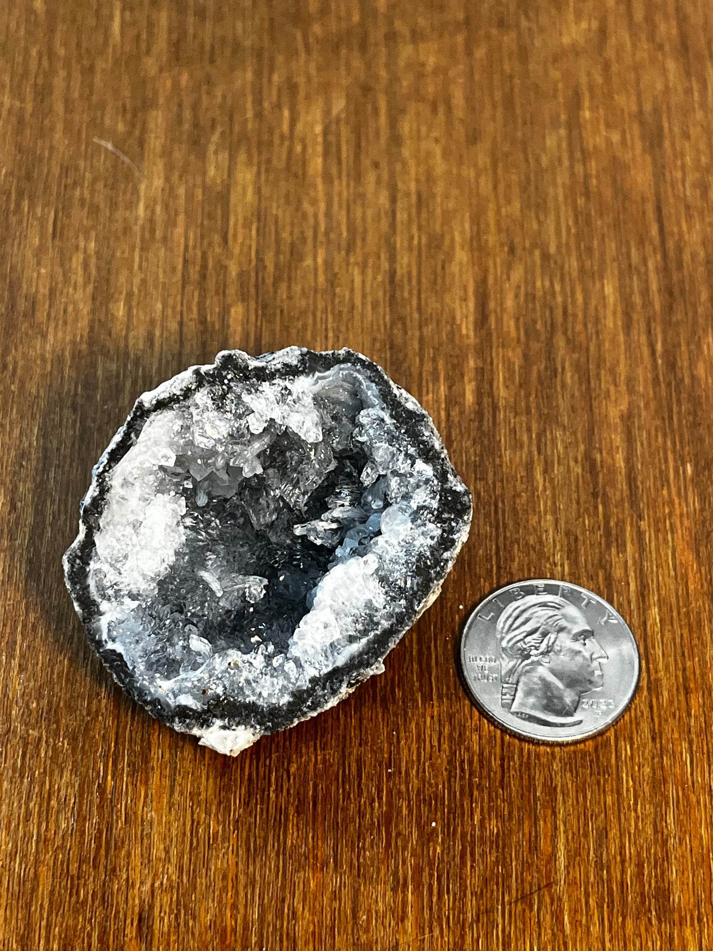 Gray Geode Filled With White Crystals