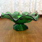 Vintage Emerald Green Ruffle Top Pedestal Dish