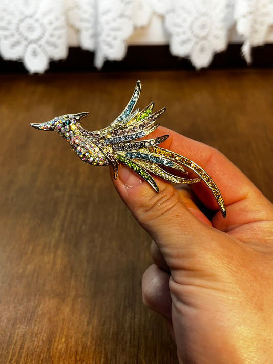 Vintage Colorful Bird Brooch