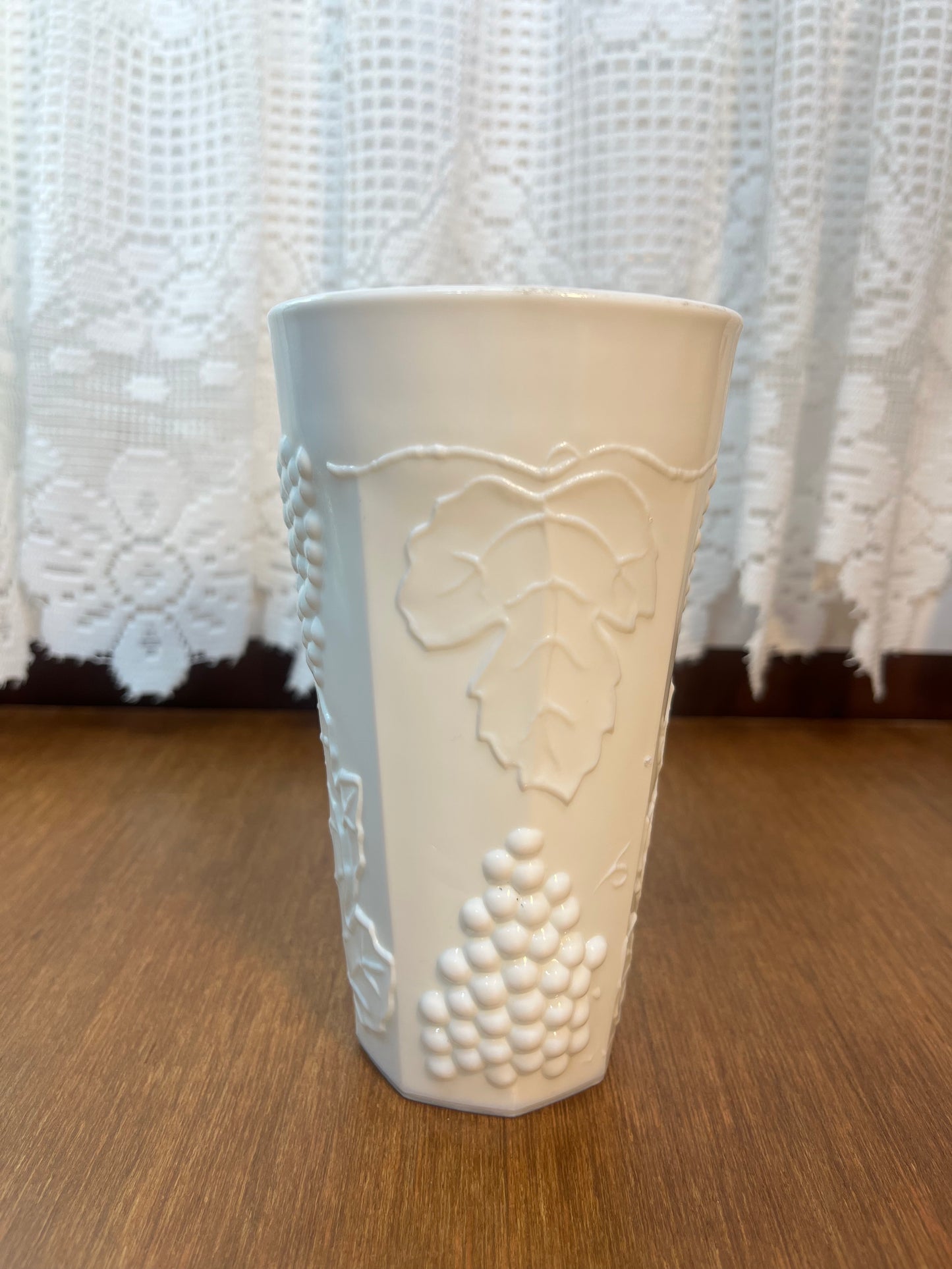 Vintage Milk Glass Grape Harvest Pattern Tumbler