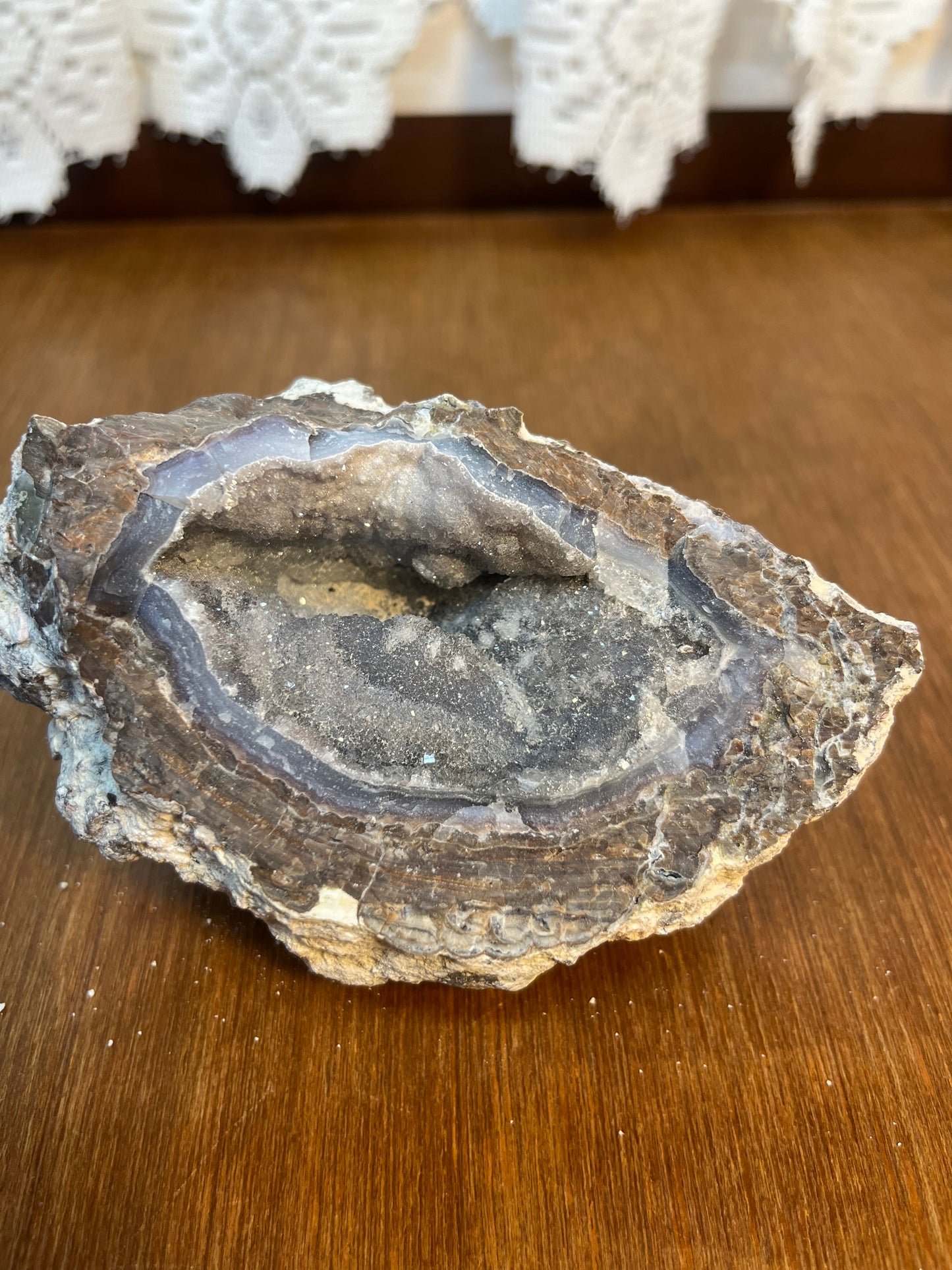 Natural Sparkling Blue Crystal Filled Geode