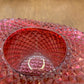 Vintage Red And Clear Diamond Pattern Art Glass Top Hat