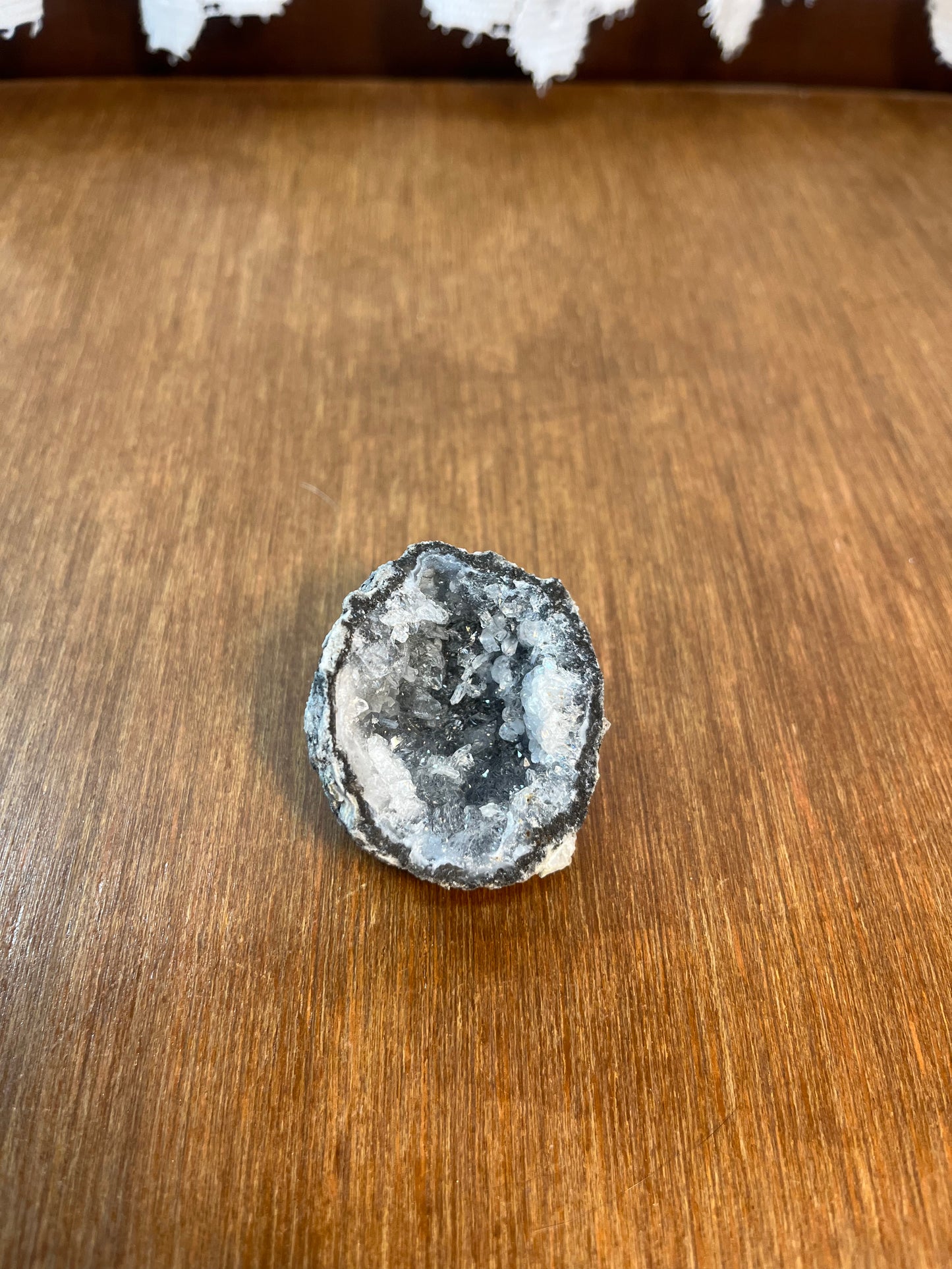 Gray Geode Filled With White Crystals